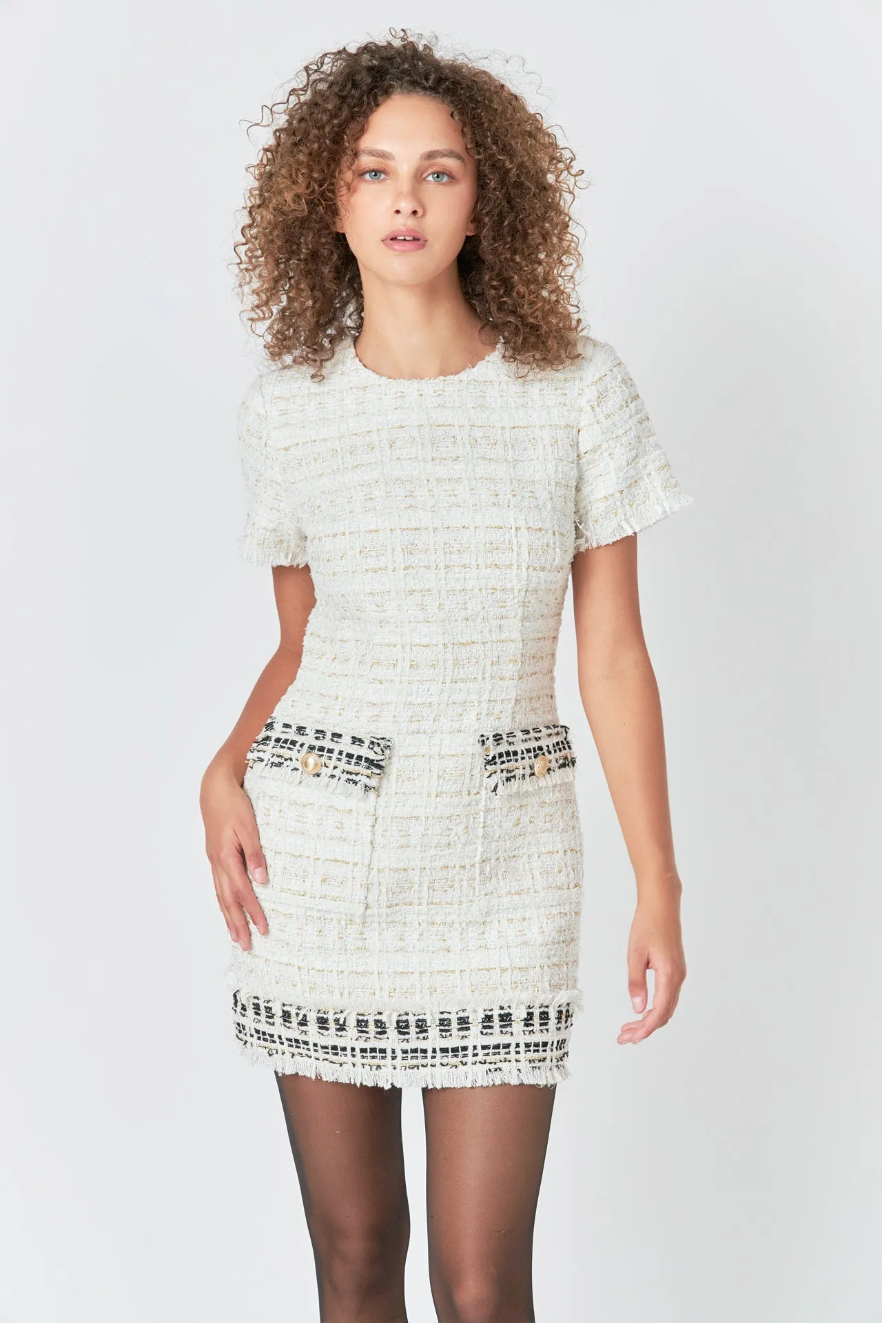 Tweed Fringed Mini Dress