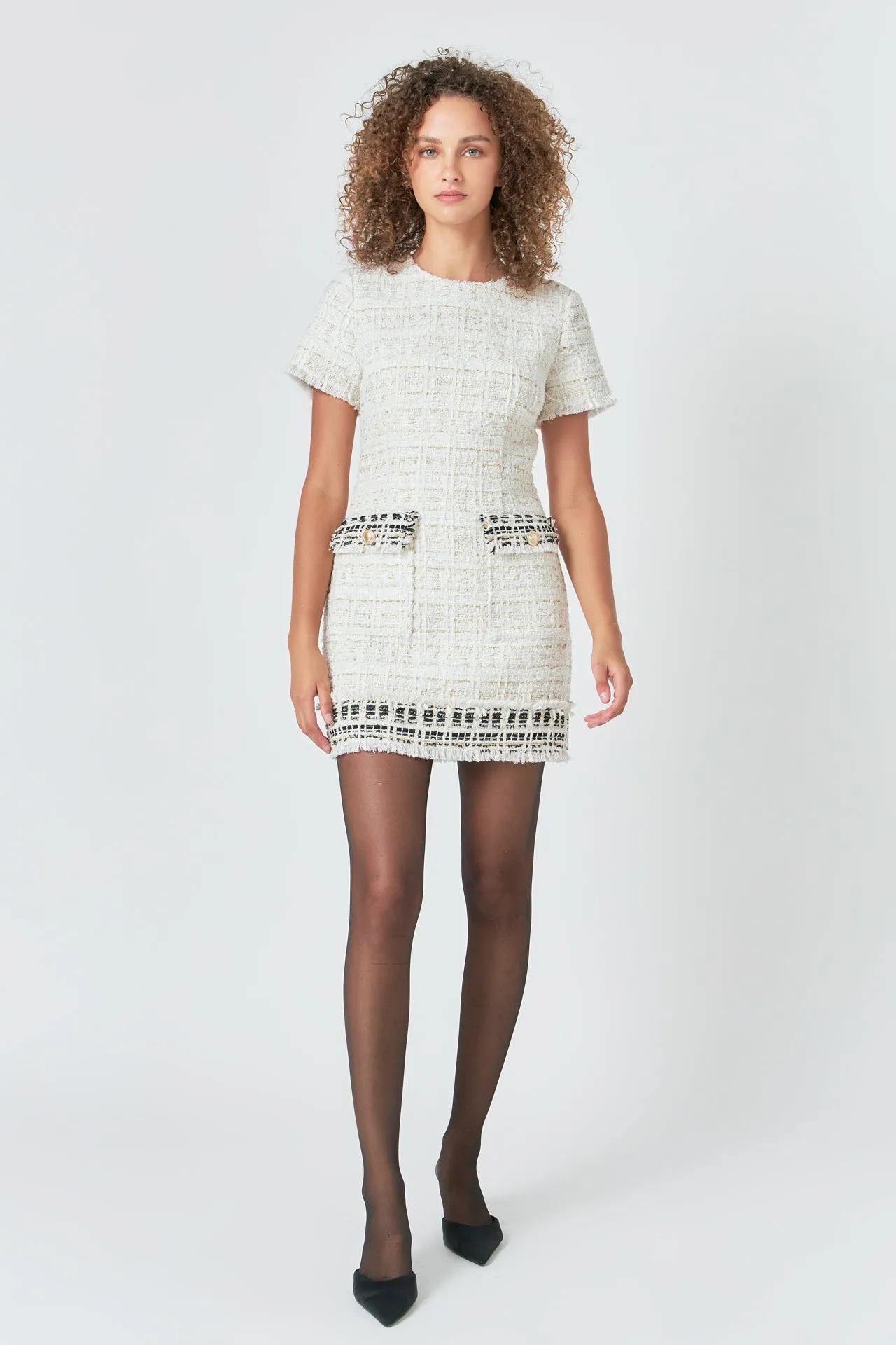 Tweed Fringed Mini Dress