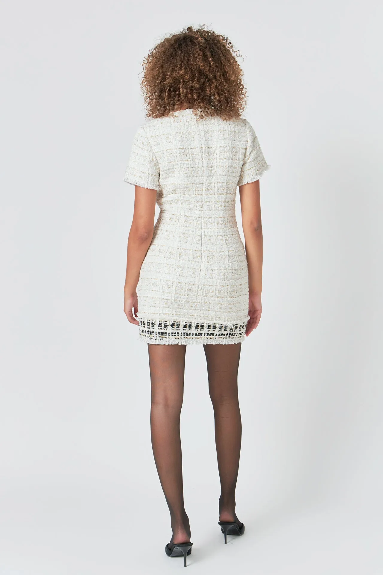 Tweed Fringed Mini Dress