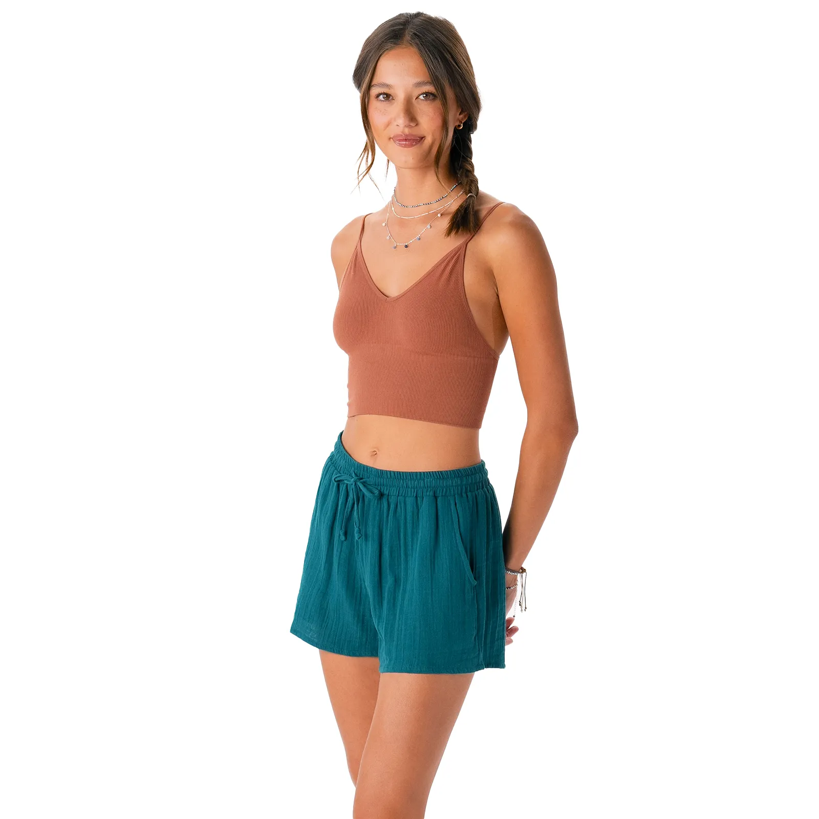 Verdigris Cotton Cabana Shorts