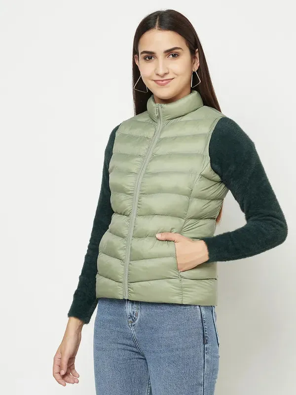 Women Misty Green Front Open Jackets