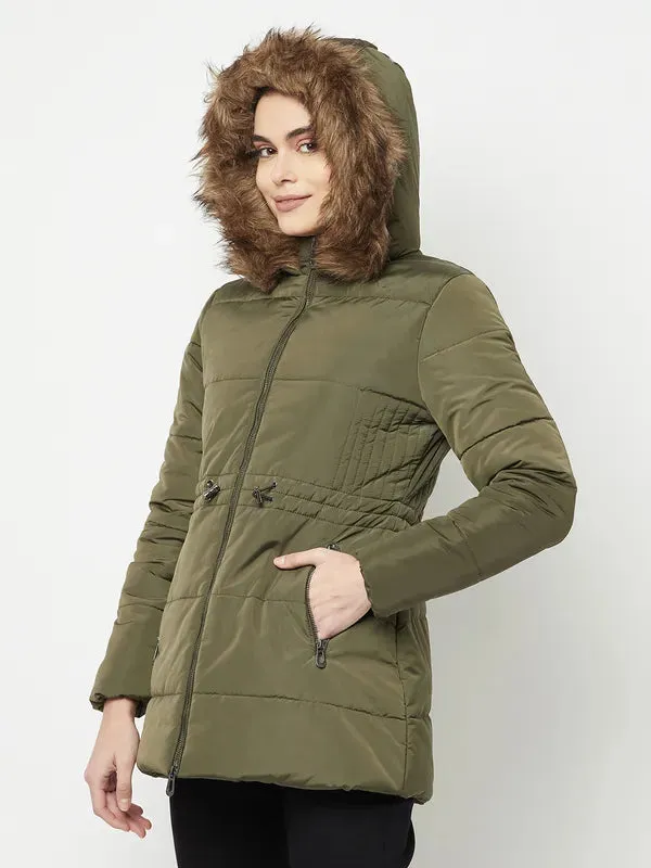 Women Olive Front Open Jackets