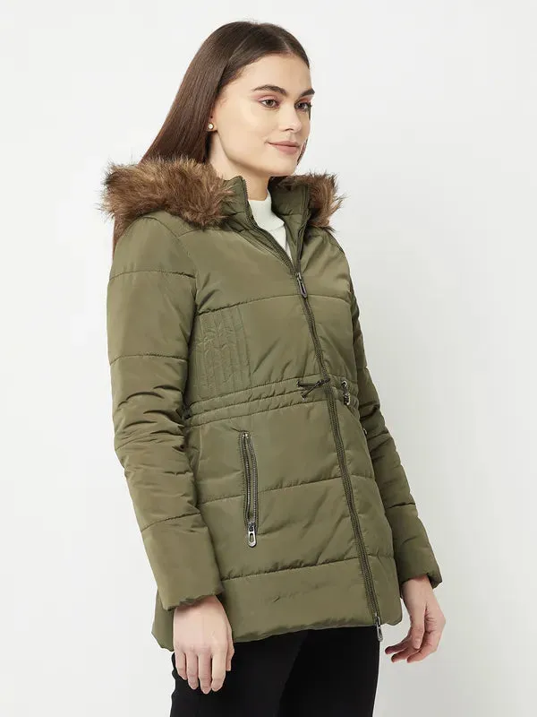 Women Olive Front Open Jackets