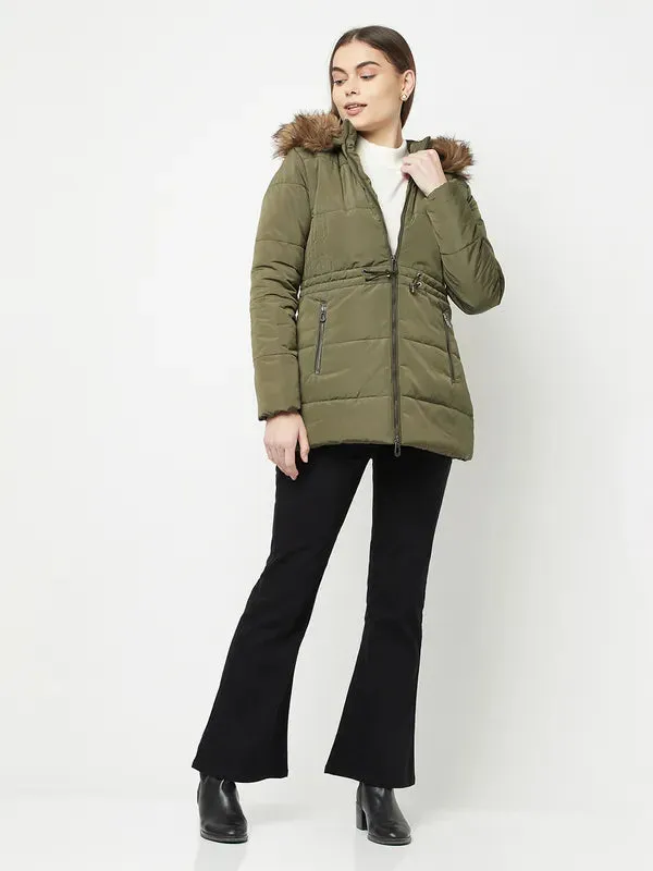 Women Olive Front Open Jackets