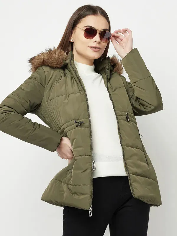 Women Olive Front Open Jackets